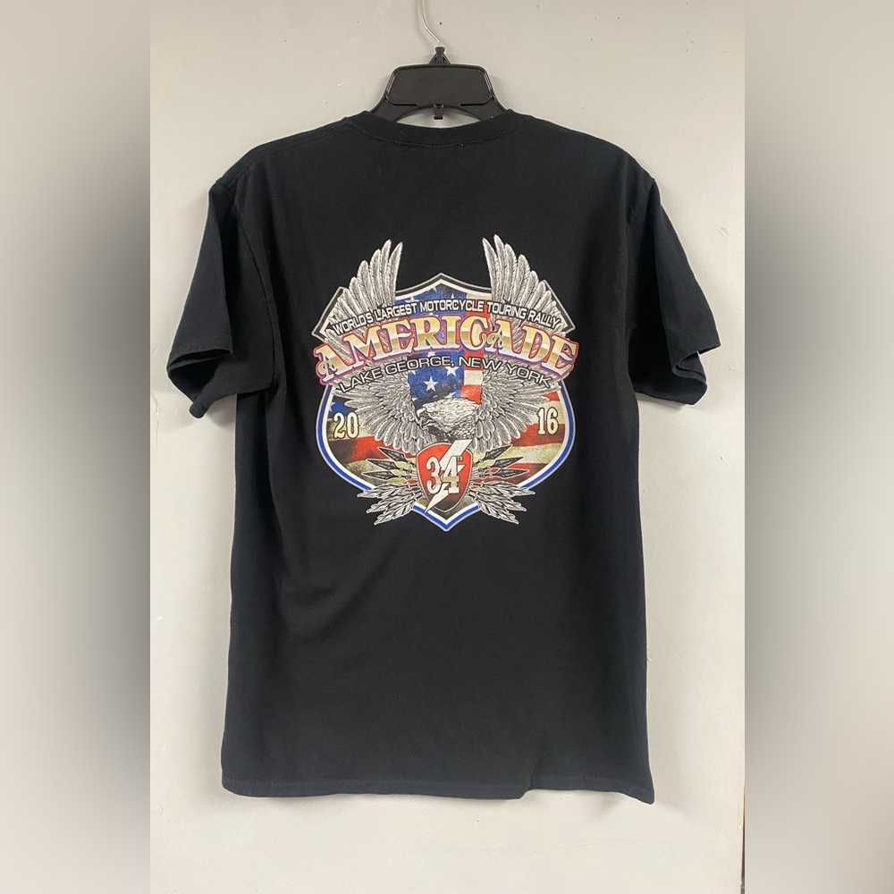 Americade 2016 T-Shirt Mens Medium Graphic Print Motorcycle Biker Rally Souvenir - Picture 4 of 5